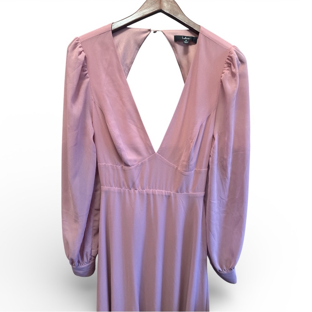 Lulu's Blush Long Sleeve Open Back Maxi Dress Dress Romantic Elegant Occasion - Picture 9 of 9